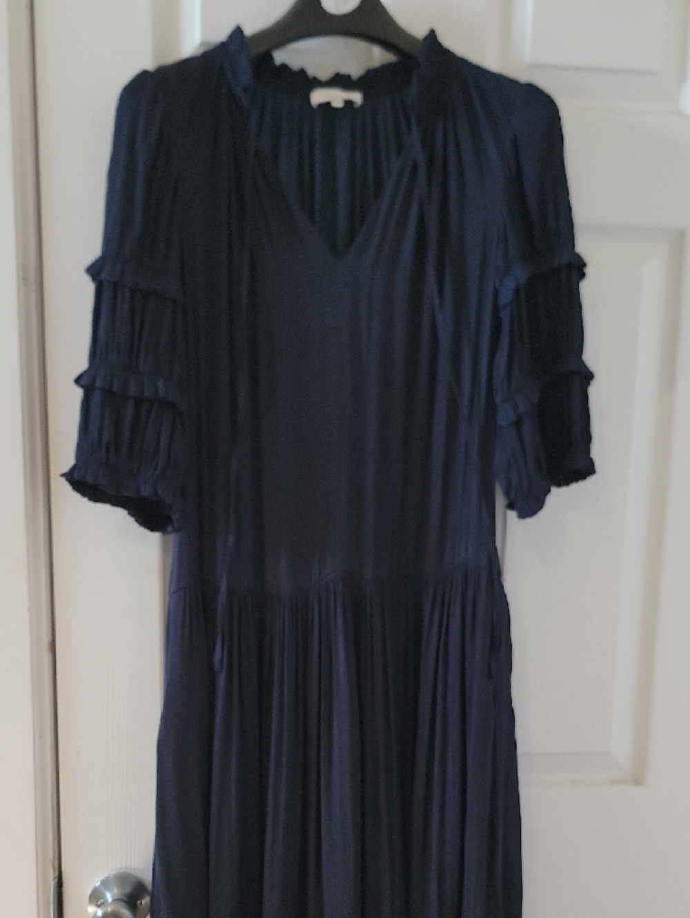 Rebecca Taylor Navy V-Neck Long Dress